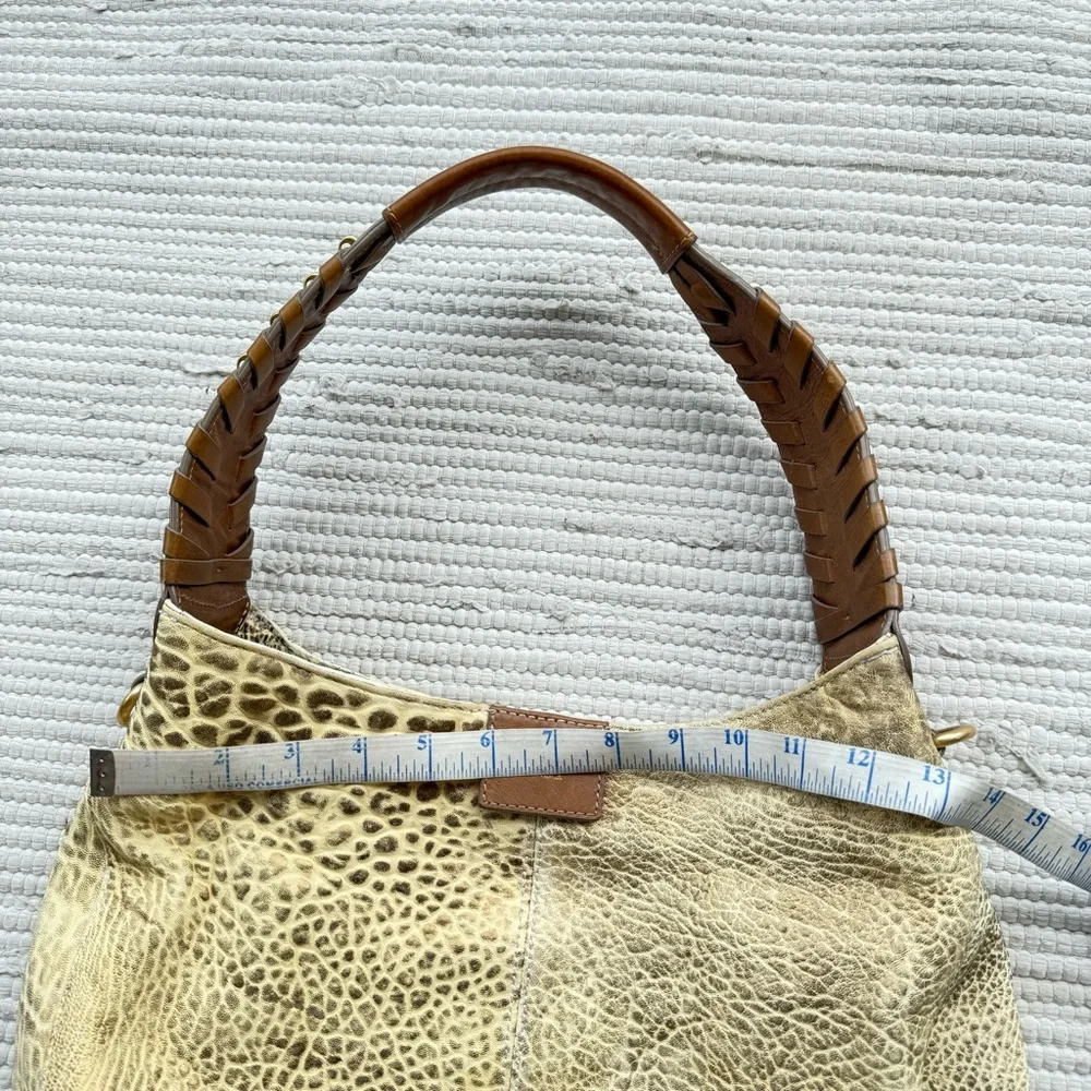 Olivia Harris Joy Gryson Leather Hobo Cream Gold Exotic Bag OS